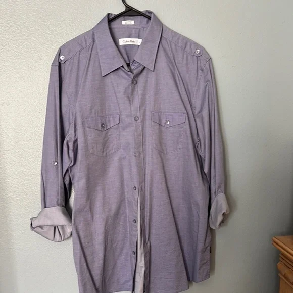 Calvin Klein Purple/blue Casual Button Down Shirt - Picture 1 of 2
